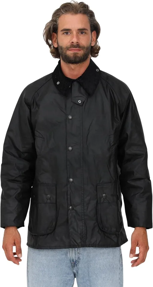 Barbour Bedale waxed jacket in black for men